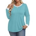 thumbnail image 5 of Fantaslook Women Blouses Color Block Long Sleeve Shirts Pleated Fall Tops Fashion Dressy Blouses, 5 of 9