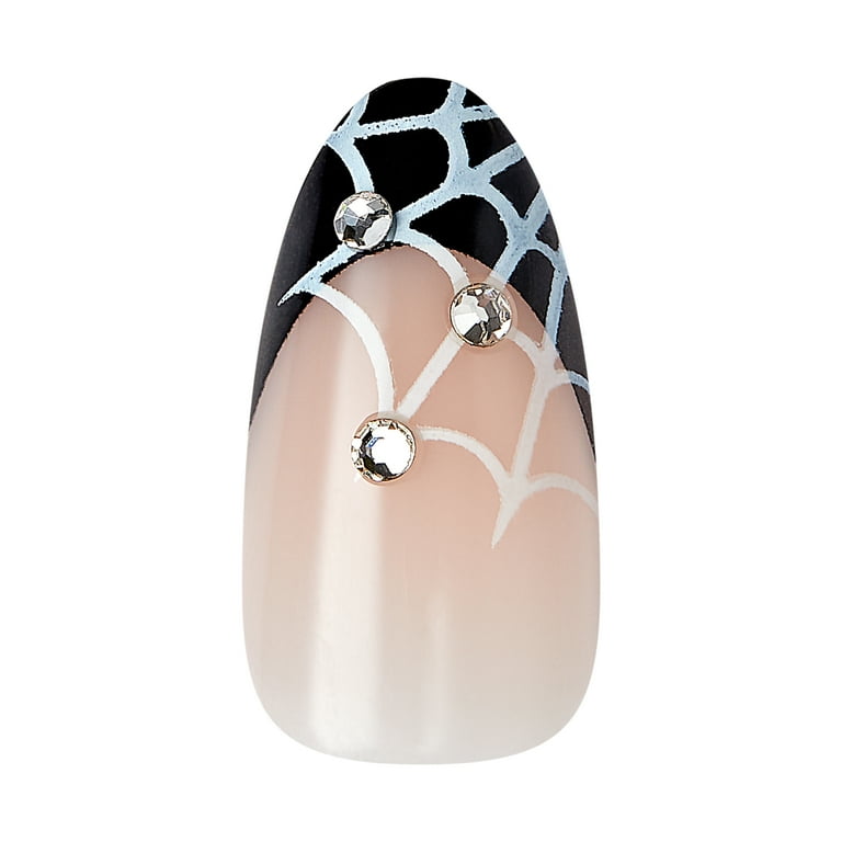 KISS Voguish Fantasy Halloween Nails, Black & White, Medium