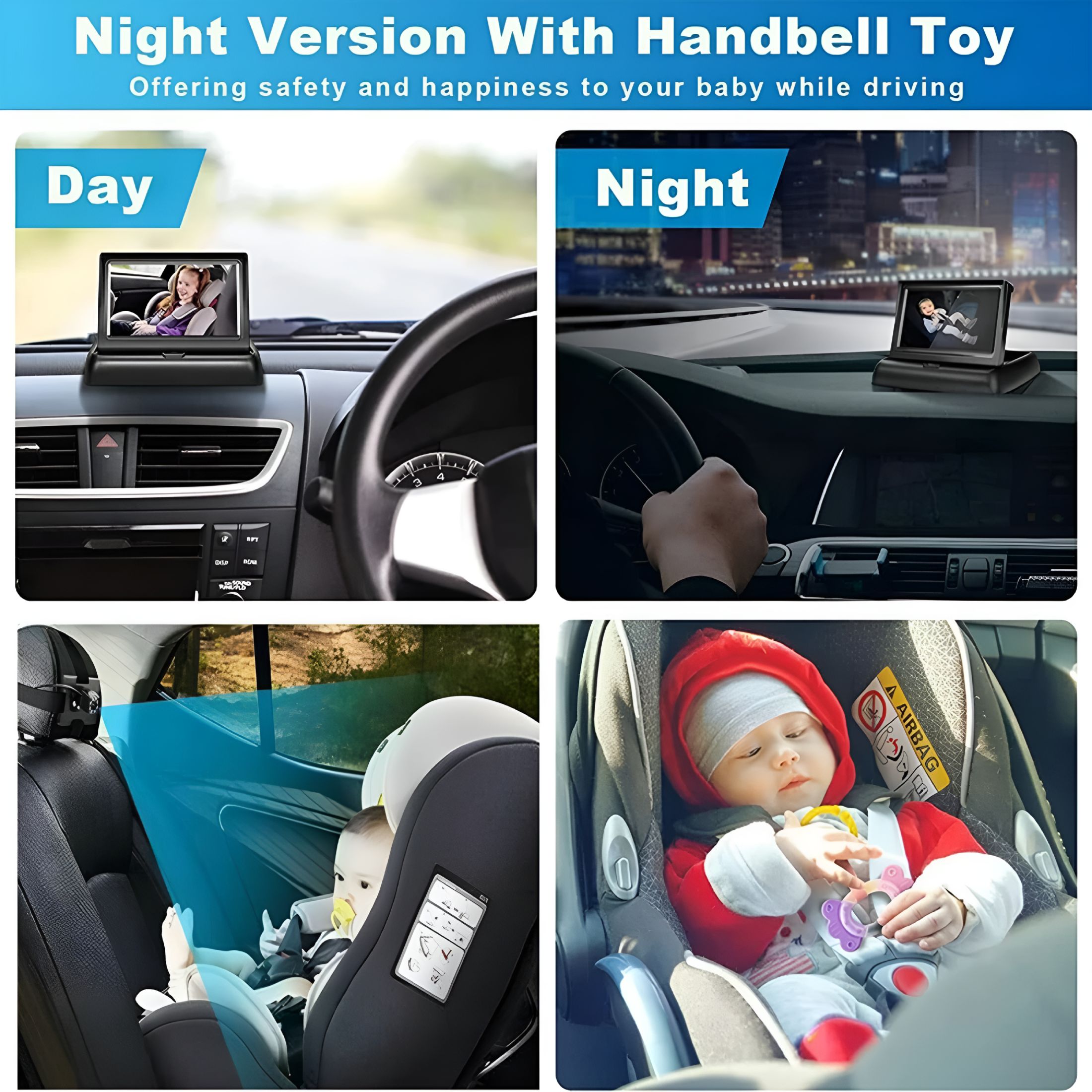 LADYGYM Baby Car Mirror 4.3" HD Night Vision Display,Camera Monitor