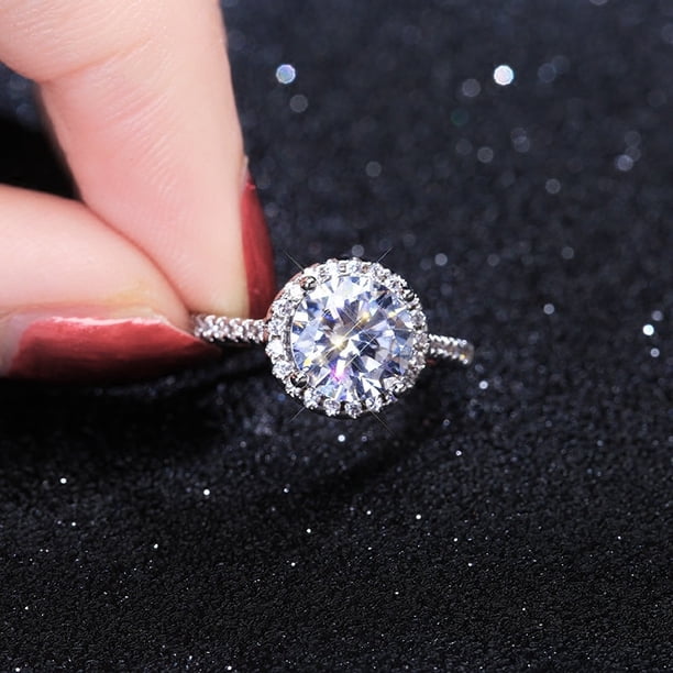Anillos de joyería de moda CC para mujer, dijes de Zirconia cúbica, compromiso de boda nupcial, anillo de Color oro blanco, triangulación de envío Tan Jianjun unisex