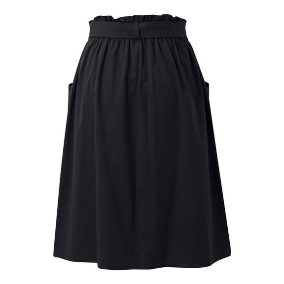 Riforla Women's Casual High Waist Pleated A Line Midi Skirt with Pocket Skirts for Women Trendy Black One Size