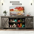 thumbnail image 7 of ChVans 70" Farmhouse Sliding Barn Door TV Stand for TVs Up to 80" TVs, Entertainment Center Console Table with Adjustable Shevles, 7 of 7