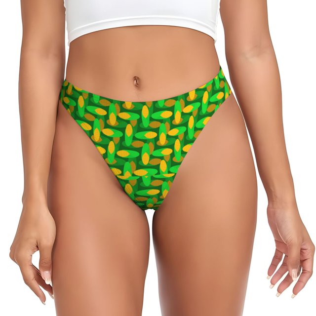 Balery Corn 4 Tangas de Algodón para Mujer con Estampado – Ropa Interior Sexy, Transpirable, G-string-3X-Large