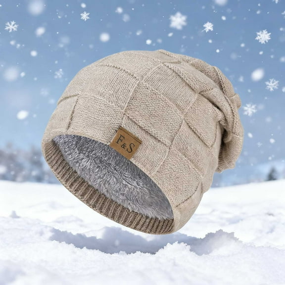 Cadancy Slouchy Beanie Women Winter Hat Fleece Sherpa Lined Knitted Stocking Caps Trendy Cold Weather Outdoor Active Thicken Warm Ski Snow Cap Cool Skull Hats