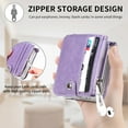 thumbnail image 5 of Allytechgroup Wallet Phone Case for Samsung Galaxy Z Flip 4, Premium PU Leather Cards Holder Zipper Pocket Slim Fit Shoulder Strap Shockproof Cases for Girls Women, Purple, 5 of 8