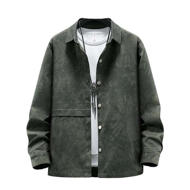 Blusa y camisa de manga larga con cuello vuelto para hombre, blusa informal de moda con cuello vuelto, camisa, chaqueta con bolsillos, blusa holgada de manga larga con cuello, camisa para hombre, abri