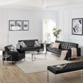 thumbnail image 2 of Tufted Armchair and Loveseat Sofa Set, Faux Leather, Silver Black, Modern Contemporary Urban Design, Living Lounge Room Hotel Lobby Hospitality, 2 of 8