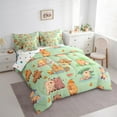 thumbnail image 3 of Feelyou Cartoon Capibara Teens Twin Bedding Sets 7-Piece, Lotus Flower Floral Bedding Comforter Set, Kawaii Orange Watermelon Reversible Sheet Sets, Ultra Soft Home Decor, 3 of 7