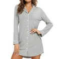 thumbnail image 2 of CZHJS Womens Button Down Nightgown Long Sleeves Sleepwear V Neck Nightgowns for Women Solid Color Pajamas Short Dress with Pockets Soft Ladies Nightdress, 2 of 4
