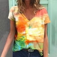 thumbnail image 1 of T-Shirts d'Été pour Femmes Grande Taille à Manches Courtes Femmes Blouse Imprimée d'Été T-Shirts Décontractés à Col en V T-Shirts à Manches Courtes Hauts T-Shirt à Col en V Femmes en Liquidation, 1 of 5