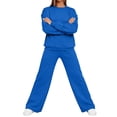 thumbnail image 5 of Women's 2 Piece Casual Outfits Solid Fall Winter Long Sleeve Sweatshirt Tops And Long Pants Set Suits, 5 of 7