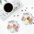 thumbnail image 5 of Kll Hexagon Drink Coasters Set Of 4,Pu Leather Absorbent Coasters Set Decorative Coffee Cup Coasters Housewarming Gift For Home Decor-Colorful Flowers, 5 of 9