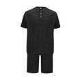 thumbnail image 5 of Dagugfen Travel Outfits for Men Shortsuits Button V Neck Shirts and Shorts Trendy Casual Beach Vacation 2 Piece Outfits, 5 of 5