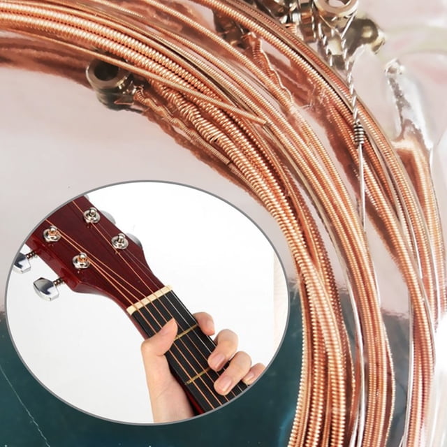 Acoustic Guitar Strings Set Of 6 High Quality Strings 011-052In Copper