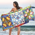 thumbnail image 6 of Coolnut Mexican Talavera Beach Towel, Sand Free Super Absorbent Oversized Travel Towel with Mesh Bag for Beach,Camping, Swimming, Holiday, 30"x 60", 6 of 6