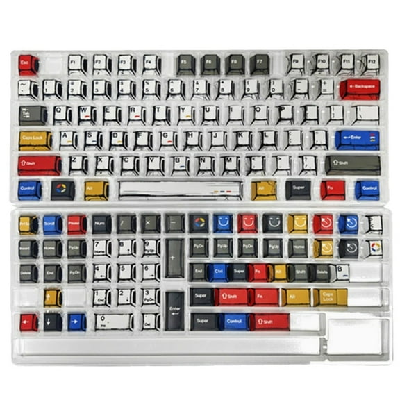 Comic Style Colorful Mixed Light Keycaps 136 Keys Set Classic Minimalist Style Machine Keycap Decoration