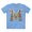Carolina Blue, variant on Letter M Graphic Design Tee Unisex 100 Cotton With Antique Gold Letters Artwork T-Shirt