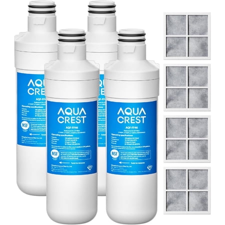 AQUA CREST LT1000PC ADQ747935 Refrigerator Water Filter and Air Filter, Replacement for LG® LT1000P®/PC/PCS, LMXS28626S, LFXS26973S, MDJ64844601, ADQ74793501, ADQ74793502 and LT120F®, 4 Combo