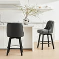 thumbnail image 2 of CHITA Upholstered Swivel Counter Bar Stool with Tufted Back Set of 2,Faux Leather in Dark Grey, 2 of 13