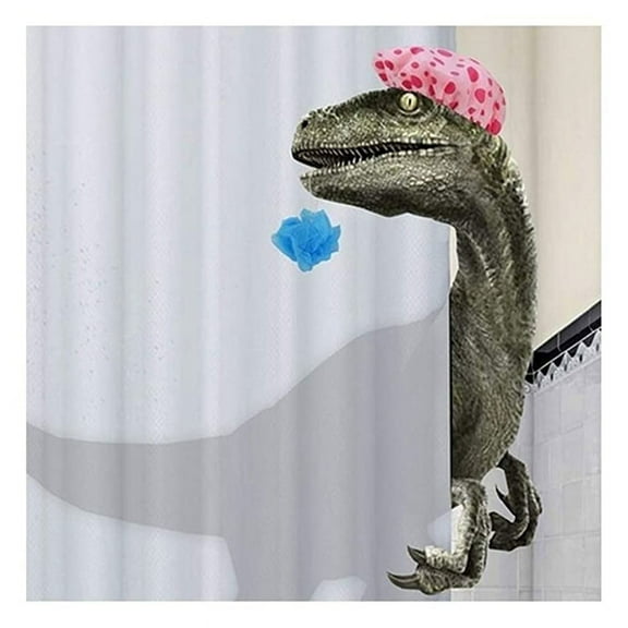 Funny Dinosaur Shower Curtain Bathroom Curtain with Hook Dinosaur