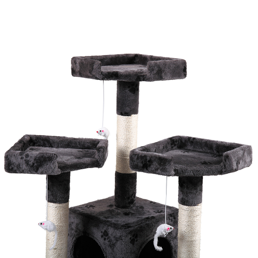 Kadyn Cat Tree, Multi-Level Cat Tower with Play Tunnel and Dangling Interactive Toy, Cat Tree Condo for Indoor Cats, Grey