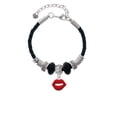 thumbnail image 2 of Delight Jewelry Silvertone Red Lips Sister Celtic Knot Leather Bead Bracelet, 7"+2" Extender, 2 of 4