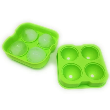 Round Ice Balls THY COLLECTIBLES Soft Silicone Ice Ball Maker Mold - Food Grade Silicone Ice Tray - Molds 4 X 4.5cm Round Ice Ball Spheres (Green) ()