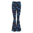 thumbnail image 4 of Gibobby pantalones de pana para mujer Pantalones altos casuales estampados de flores cintura acampanada para mujer hojas pantalones longitud pierna pantalones completos (Azul, M), 4 of 5