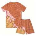 thumbnail image 5 of BOOMNY Boys 2 Peice Clothes Set Ice Cream Graphic Long Sleeve Tshirts Shorts Outfits for Kids Comfy Clothing Set, 5 of 5