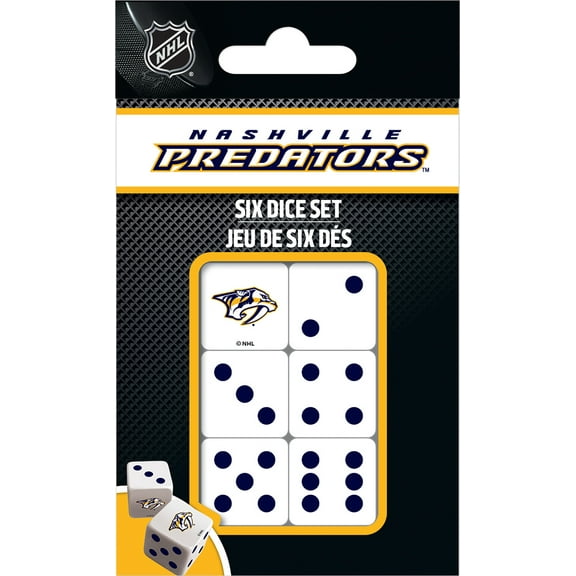 MasterPieces Officially Licensed NHL Nashville Predators - 6 Piece D6 Gaming Dice Set Ages 6 and Up