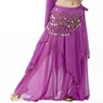 thumbnail image 3 of BellyLady Belly Dance Chiffon Coins Full Circular Skirt-rose red, 3 of 8