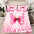 thumbnail image 2 of Manfei Cheetah Leopard Print Twin Sheet Set (3-Piece) Pink Kawaii Butterfly Luxury Decor For Kids, 2 of 7