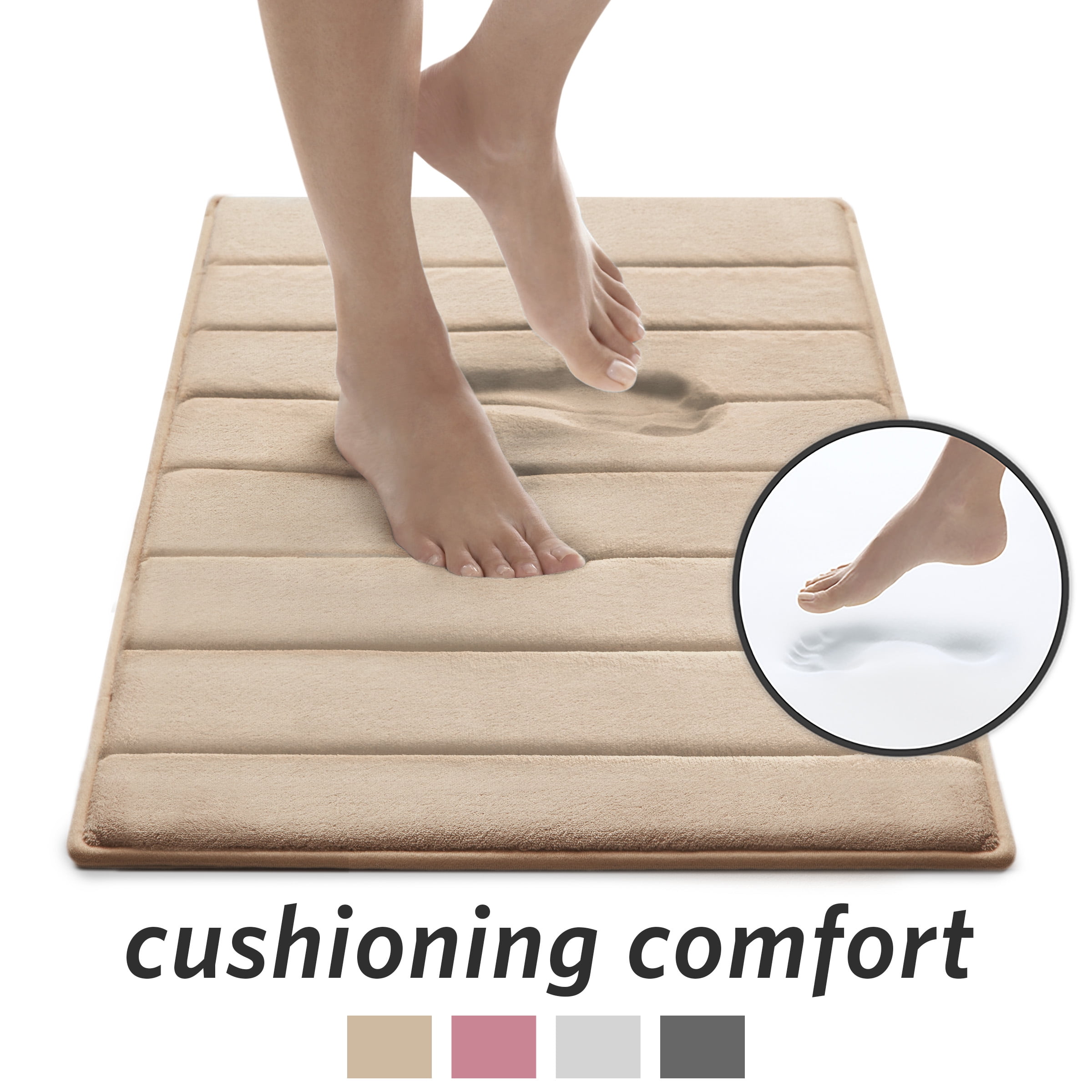 Microdry Ultra Absorbent CoreTex Memory Foam Bath Mat with GripTex SkidResistant Base, 17" x 24