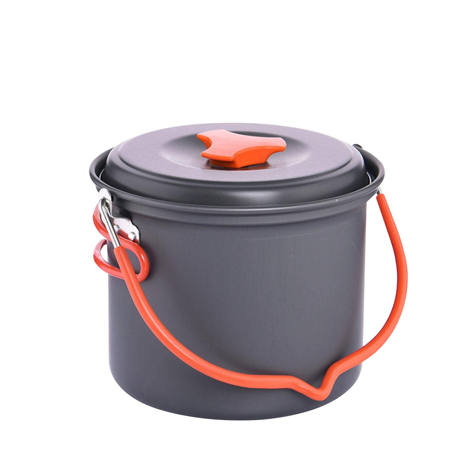 Camping Pot 1.3L Outdoor Cooking Kettle With Lid And Folding Handle