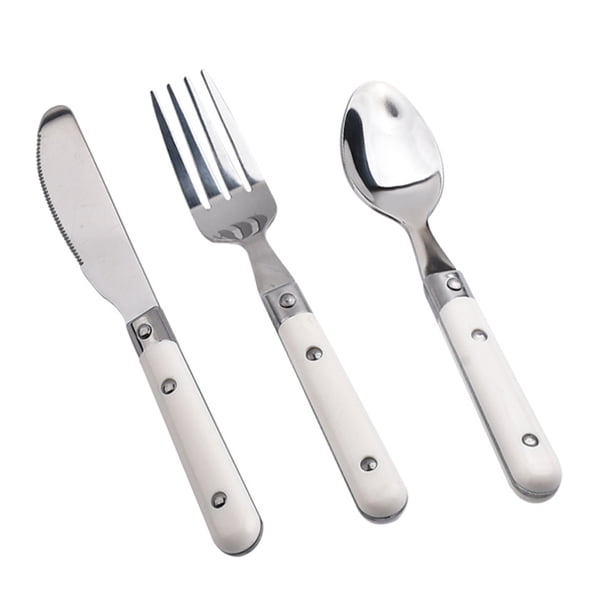 BRIGHTFUFU 1 Conjunto de niños con vajilla de acero inoxidable Sistema de cubiertos Cutter Spoon Fork Set