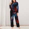 thumbnail image 2 of Fuzoiu Colorful Betta Fish Print Women's Long-Sleeved Pajama,Lounge Button Down Nightwear,Womens Notch Collar Pajama Set-Large, 2 of 7
