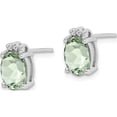 thumbnail image 2 of Sterling Silver Rhodium-Plated Oval Green Quartz And Diamondearrings (10 X 6) Made In India qdx467, 2 of 5