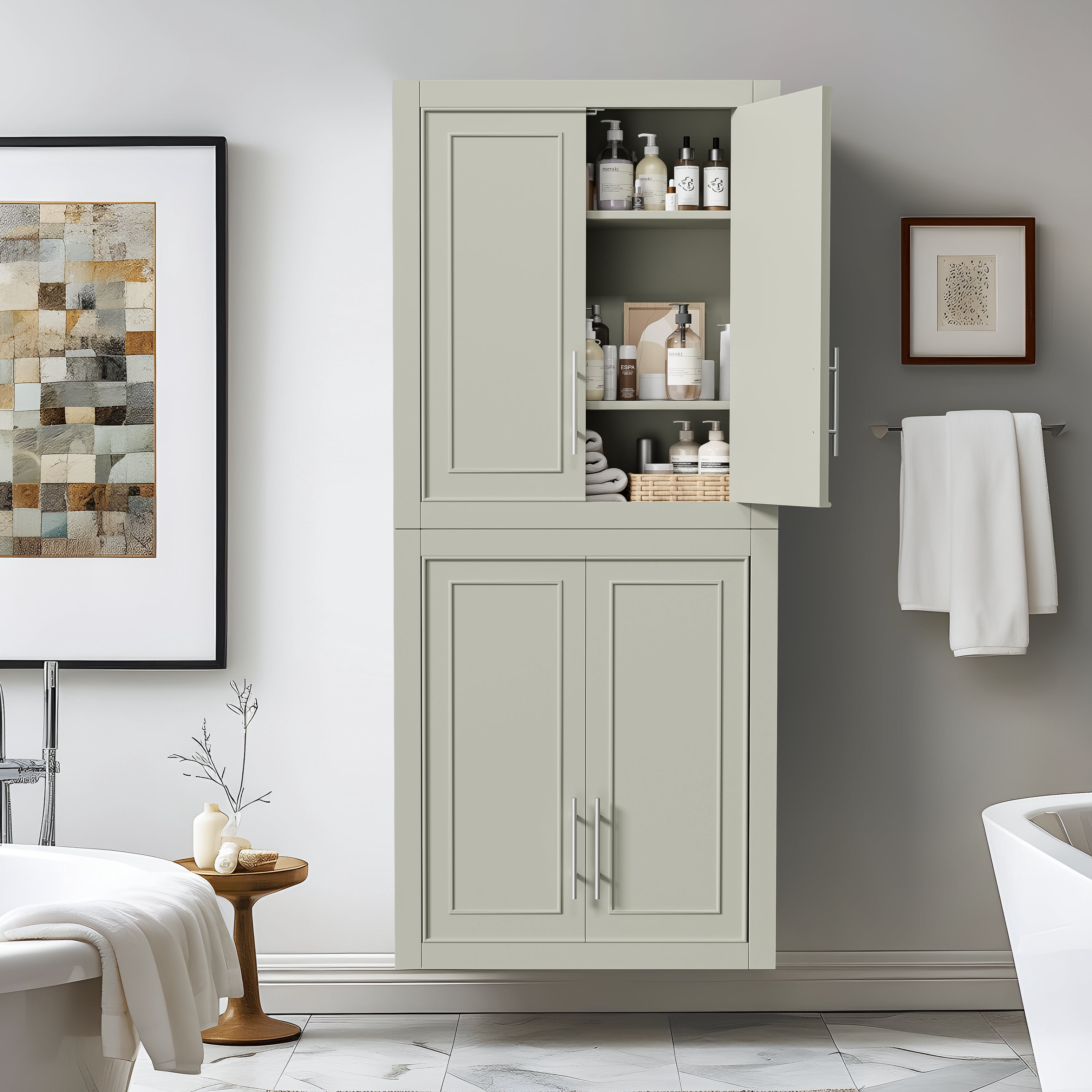 Modern Rectangle Wood Medicine Cabinet Wall Mount Bathroom Cabinet Wall Cabinet,Gray
