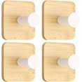 thumbnail image 2 of PYYNA-4 Pcs Wood Wall Self Adhesive Hooks Towel Hanger Bracket Heavy Duty Hook for Bedroom Kitchen Bathroom Coat Robe, White (Square, Single Hook), 2 of 4