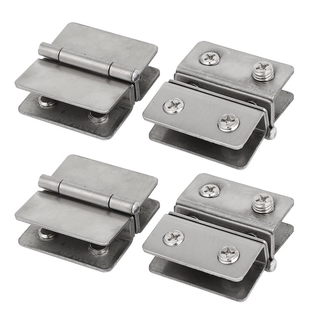 Bisagra de clip doble para puerta de vidrio ajustable de 5-8 mm de grosor, 4 piezas