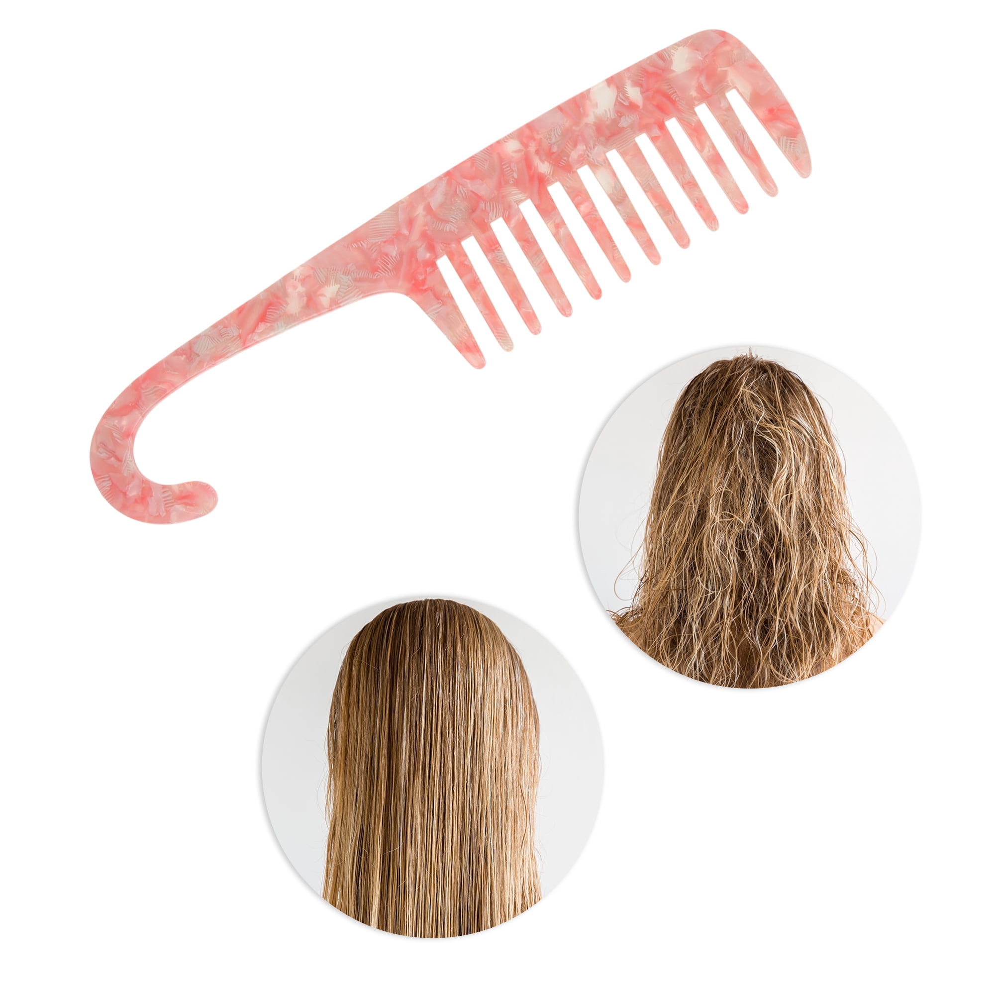 Unique Bargains 1 Piece Durable Semicircle Hook Hair Comb in Pink Color for All Hair Types