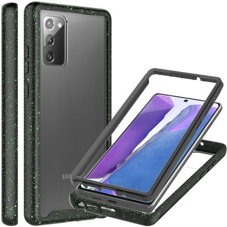 CoverON Samsung Galaxy Note 20 Case, Military Grade Full Body Rugged Slim Fit Clear Phone Cover, Black (Green Splash)