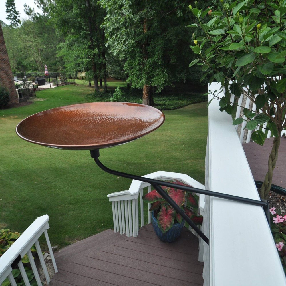 Starlight Garden & Patio Torche Solid Copper Bird Bath with Deck Mount