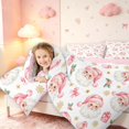 thumbnail image 3 of Manfei Christmas Santa Claus Twin Comforter Sets,Traditional Gift Bowknot Bedding Set,Pink White,Pink Reversible,2-Piece,1 Comforter and 1 Pillowcase, 3 of 7