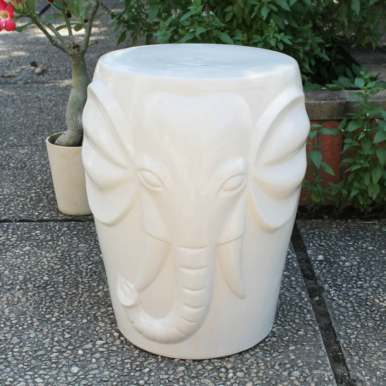International Caravan Wild Elephant Drum Ceramic Garden Stool International Caravan Wild Elephant Drum Ceramic Garden Stool