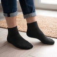 thumbnail image 2 of 6 Pairs Men's Cotton Solid Black Gray Athletic Cushioned Ankle Quarter Socks Size 9-11, 2 of 7