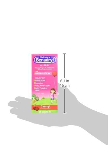 Children's Benadryl Antihistamine Allergy Cherry Alcohol-Free 8 oz, 2-Pack
