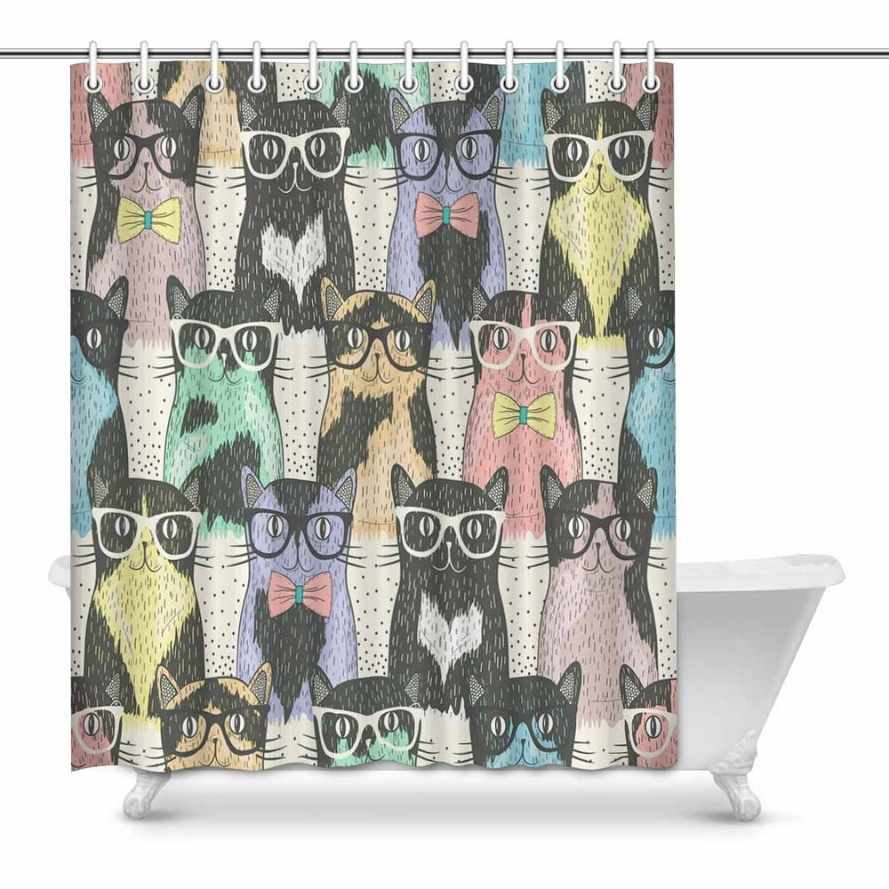 MKHERT cute cats Bathroom Shower Curtain 60x72 inch