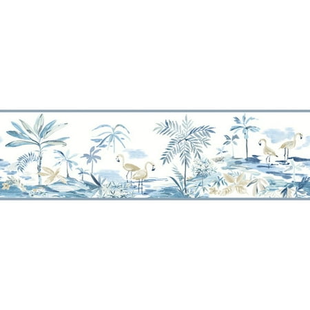- 879530 Flamingos Lagoon Blue Wallpaper Border