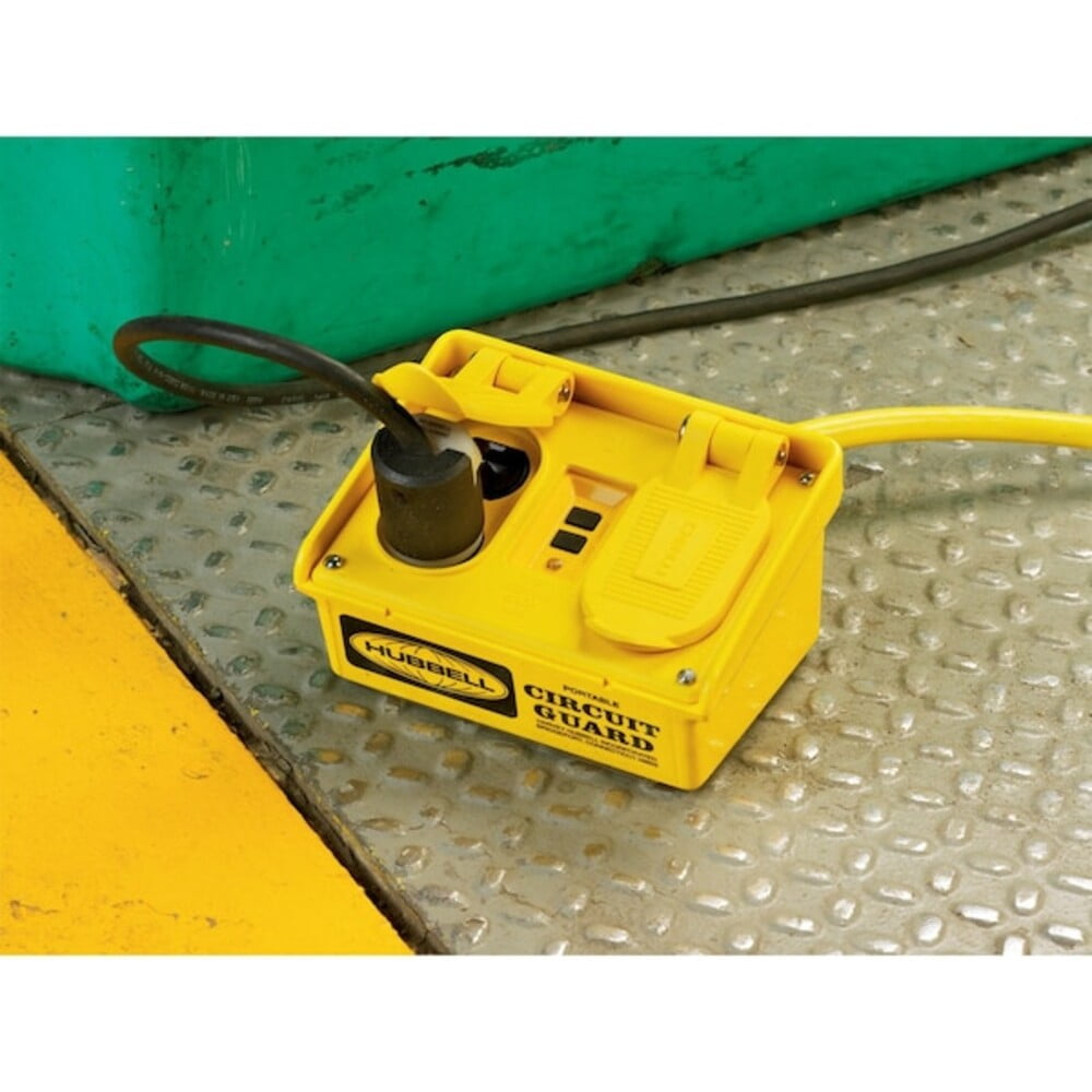 Hubbell Wiring Device-Kellems Plug-In GFCI with Cord,6 ft.,Ylw,NEMA 3R GFP15M